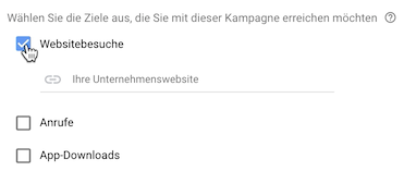 Klick auf Websitebesuche und Domain eintragen